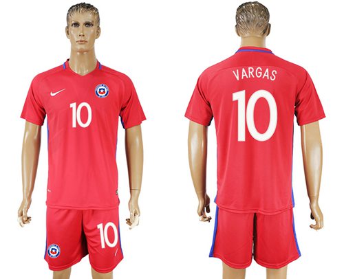 Chile #10 Vargas Home Soccer Country Jersey